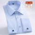 Men's French Cuff Shirts Long Sleeves Business Casual Formal Slim Dress Shirts