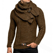 Mens Pullover Hoodies Knitted Winter Turtleneck Cardigan Casual Sweaters Coats