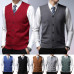 Men Classic Button Knitted Sweater Vest Shawl Collar Sleeveless Cardigan M-3XL