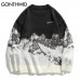 Mens Mountain Knitted Jumper Sweaters Streetwear Hip Hop Harajuku Pullover Knit