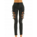 Sexy Women Mid Waist Leather Lace Up Pants Stretch Slim Pencil Trousers Leggings