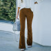 Womens Flared Pants High Waist Velvet Corduroy Bell Bottoms Trousers