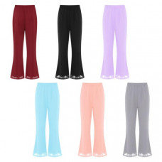 Womens Flared Bottoms Concert Trousers Chiffon Pants Long Leggings Elegant