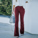 Womens Flared Pants High Waist Velvet Corduroy Bell Bottoms Trousers