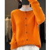 Ladies Merino Wool Long Sleeve Knitted Cashmere Sweater Knitted O-Neck Cardigan