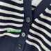 stripe knitted cardigan V-neck sweater short coat classic women 2023 black SML