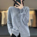 Ladies Merino Wool Long Sleeve Knitted Cashmere Sweater Knitted O-Neck Cardigan