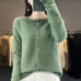 Ladies Merino Wool Long Sleeve Knitted Cashmere Sweater Knitted O-Neck Cardigan