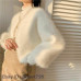 Womens Sweet Lantern Sleeve Mink Cashmere Sweater Knit Cardigan Knit Coat Jacket