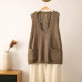 Women Sweater Vest Waistcoat Jumper Knit Tank Top V Neck Sleeveless Pullover