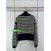 stripe knitted cardigan V-neck sweater short coat classic women 2023 black SML